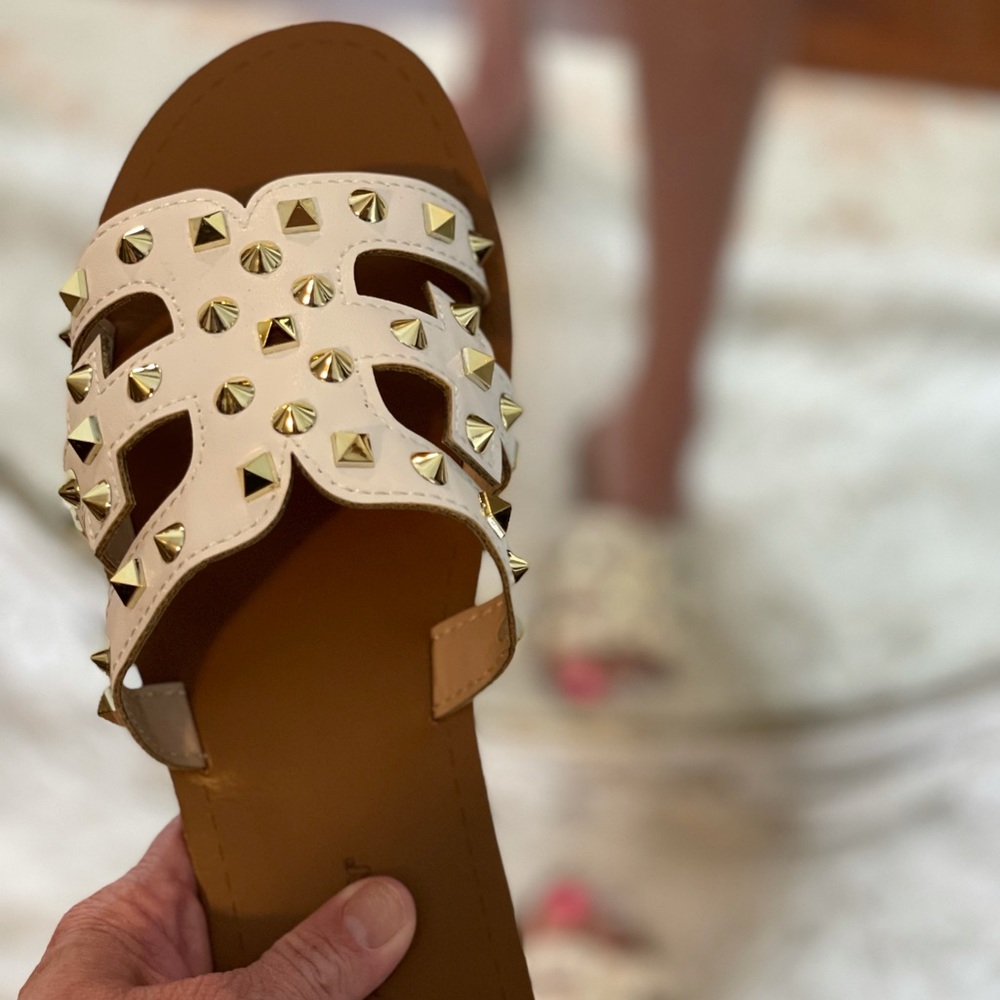 Studded White Sandals